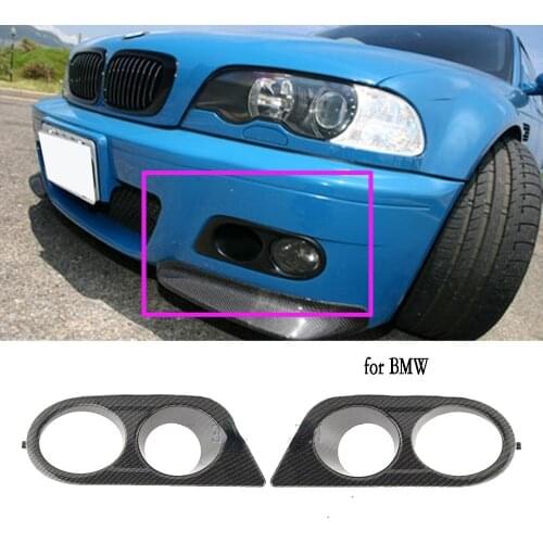 Carbon Fiber Fog Light Cover for BMW E46 M3 2001-2006 Glossy Black Fog Lights Cover Grill Frame Surrounds Air Duct Fog Lamp Hood