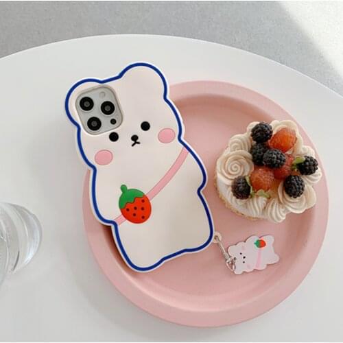 Cartoon Bear Phone Case For Huawei P30 P40 Pro Lite Case Soft Silicon Cover For Huawei Mate 40 30 Pro Nova 7SE 8Pro Lanyard Case