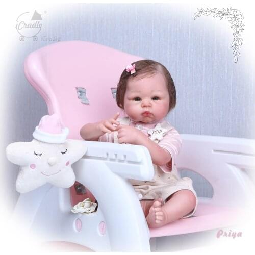 Boutique reborn baby silicone dolls 52cm Soft touch real newborn baby skin color Super Nature Hair iCradle bebe reborn gift toy