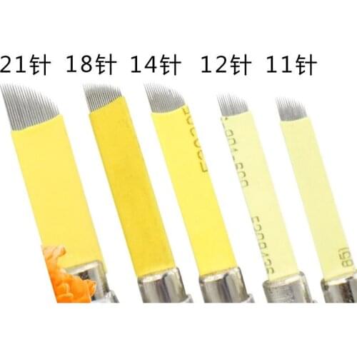 For 3D lamina Tebori blade 50pcs Microblading 0.25 mm manual 11 12 14 16 18 shape Permanent Makeup Eyebrow flex Tattoo Needles