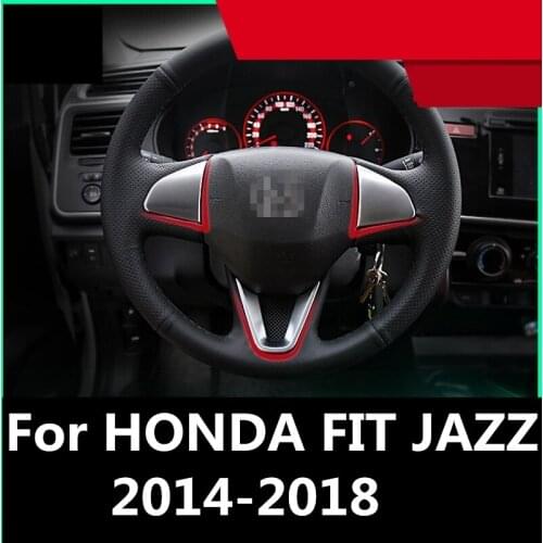 For HONDA FIT JAZZ 2014-2018 Plastic sticker steering wheel trim decorative frame sticker sequins accessories Auto Accessories
