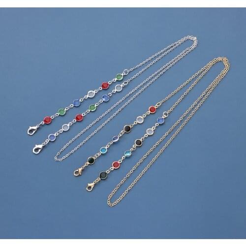 Double Use Crystal Mask Chain Holder Long Necklace for Wmen Mask Strap Hang on Neck Glasses Chains Strap Sunglass Lanyards