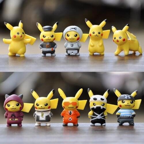 10pcs/sets cartoon movie Pokemon Action figure mini toys dolls 4CM Pikachu Action figure model children gifts birthday gifts