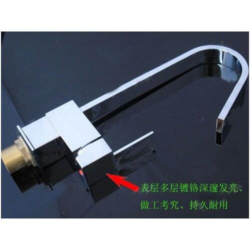 Kitchen Vidric Faucet!Copper rotating cold and hot water basin mixer faucet single handle square bathroom a sink taps