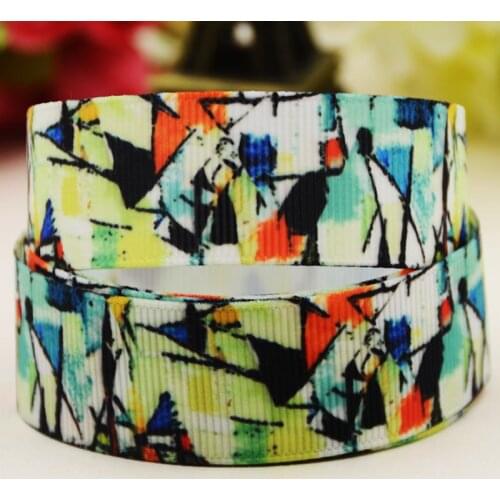 22mm 25mm 38mm 75mm Abstract pattern printed Grosgrain Ribbon party decoration 10 Yards X-04016