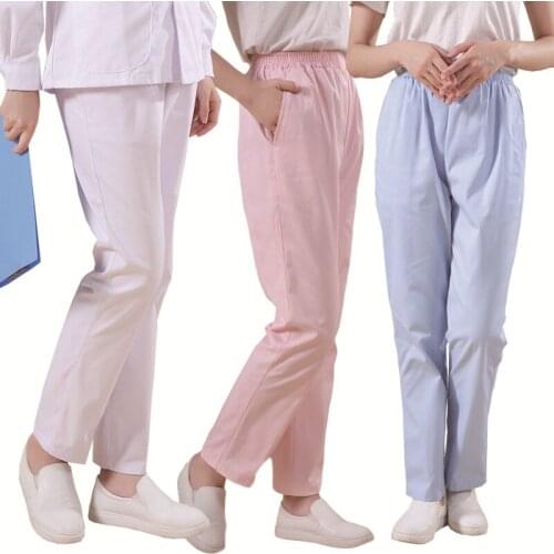 Summer Nurse Uniform Pants Solid Color Beauty Pants Salon Nursing Pants Lab Pants Pet Shop Scrub Pants Elastic Tether Work Pants