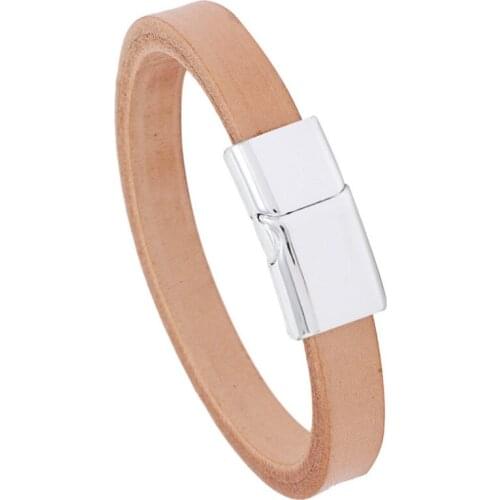 Fashion Casual Genuine Leather Cuff Bracelet for Men Women Simple Charm Magnetic Wristbands Retro Bangle Hippie Vintage Jewelry