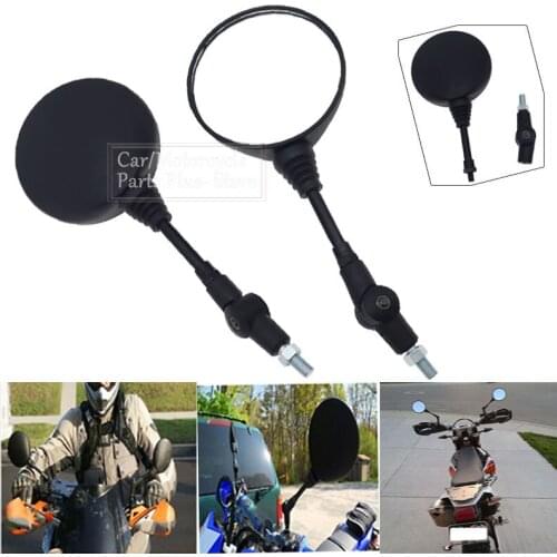 2pcs Universal Motorcycle Black Universal 10mm Side Mirror Rearview Mirror Anti-fall Folding Round Mirror