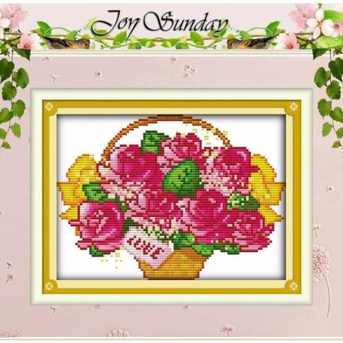The rose flower basket Patterns Counted Cross Stitch 11CT 14CT Cross Stitch Set Wholesale Cross-stitch Kit Embroidery Needlework