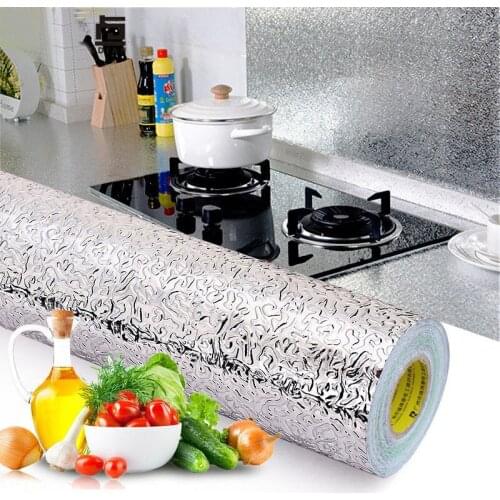 Kitchen Wall Sticker Stove Aluminum Foil Oil-proof Stickers Anti-fouling High-temperature Self-adhesive Wallpaper 40W*100L CM