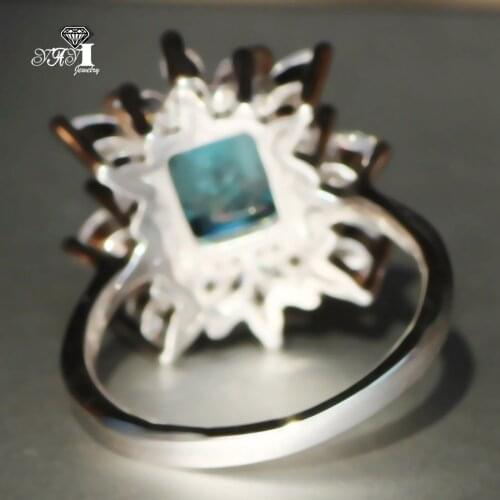 Wholesale YaYI Jewelry Fashion Princess Cut 8*12mm Sea Blue Cubic Zirconia Silver Color Engagement Wedding Party Crown Rings