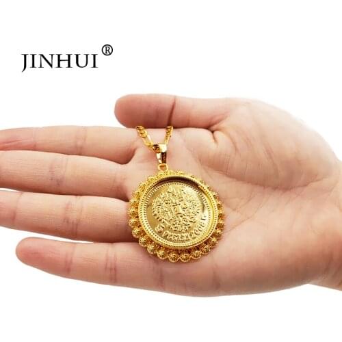 JINHUI fashion New women gold color round necklaces pendant 45cm chain Giving girl Friend gifts Party wear Jewelry