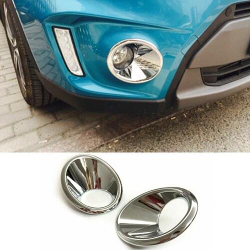 Car Body Front Fog Light Lamp Detector Frame Stick Styling ABS Chrome Cover Trim 2pcs For Suzuki Vitara 2016 2017 2018 2019