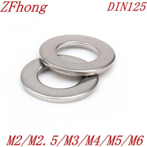 500Pcs DIN125 304 Stainless Steel Flat Washer Plain Washer Gaskets M2 M2.5 M3 M3.5 M4 M5 M6 M8