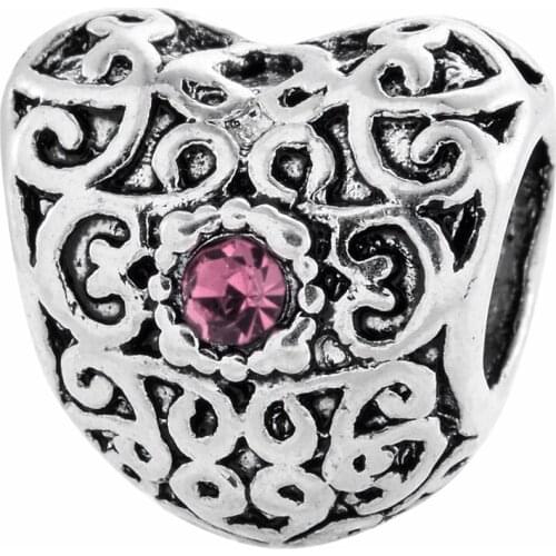 Jewelry Gift kralen Heart Shaped Crystal Hot Sale Retro pattern Bead Charm Beads For Womens DIY Bracelets Trendy New Arrival