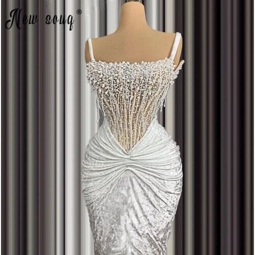 Luxury Square Neck Beading Crystals Long Evening Dress 2021 Saudi Arabia Style Prom Dress Party Gown Mermaid vestido de festa