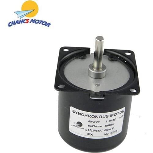 CHANCS 60KTYZ AC Synchronous Syn Motor 110V 60/72RPM CW/CCW 14W Low Noise Electric Motor