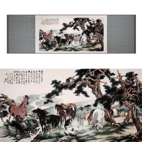 Traditional Chinese art painting Horse art painting Silk scroll art painting Horse picture 040701