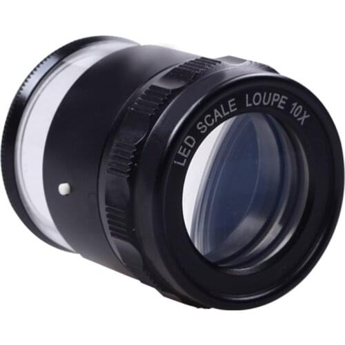 High-definition High-magnification Barrel Type Measuring Magnifying Glass with Scale 10X Optical Lens with LED Light