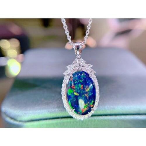 H715 Fine Jewelry Real Pure18 K Gold AU750 G18K Natural White Opal 4.2ct Pendants Gemstone Necklaces for Women