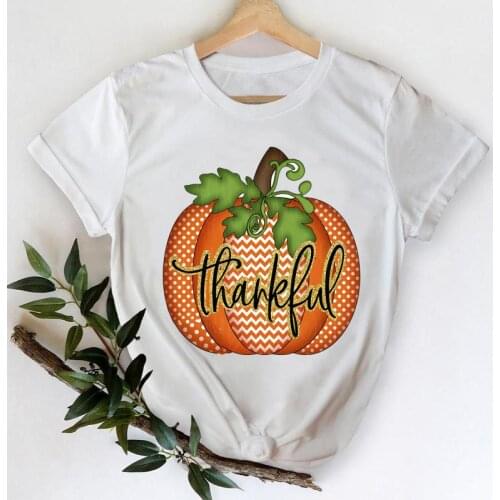Clothing Casual Pumpkin 90s Female Graphic Tees 90s Top Print T-Shirt Women Autumn Fall Thanksgiving Halloween Tshirt T