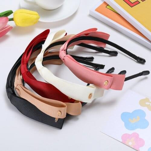 2021 Fashion Black New bow bezel Headwear Women Headband Girls Vintage Bow Hair Bands wide Hairband for hair Accessories
