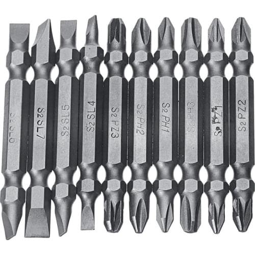 10Pcs 65mm Magnetic Screwdriver Bits 1/4 Inch Hex Shank PH/PZ/FL Screwdriver Bit Set