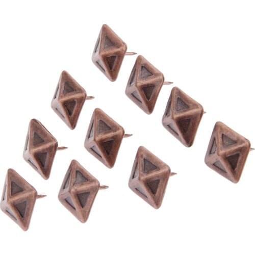 10pcs Upholstery Nails Red Brass 19mm*19mm square Triangle Tack Stud Pushpin Decor Furniture Hardware Sofa Jewelry Box Door
