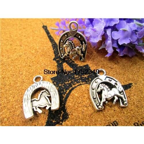 15pcs--Horseshoe Charms, Antique Tibetan Silver Horseshoe charm pendants, Horse charms 23x18mm