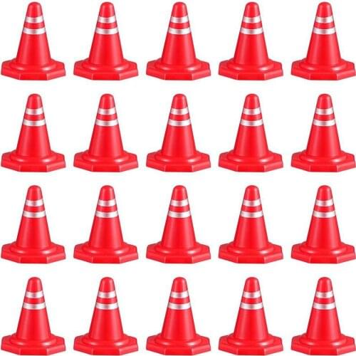 20pcs Traffic Roadblocks Simulation Sand Table Props DIY Road Cone Signs Mini PlasticTraffic Cones Sport Training Roadblock