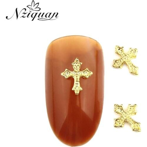 20 Pieces of Charm Nail Decoration Classic Alloy Rhinestone Cross for Nail Charm Manicure Beauty Salon Nail Art Decoration