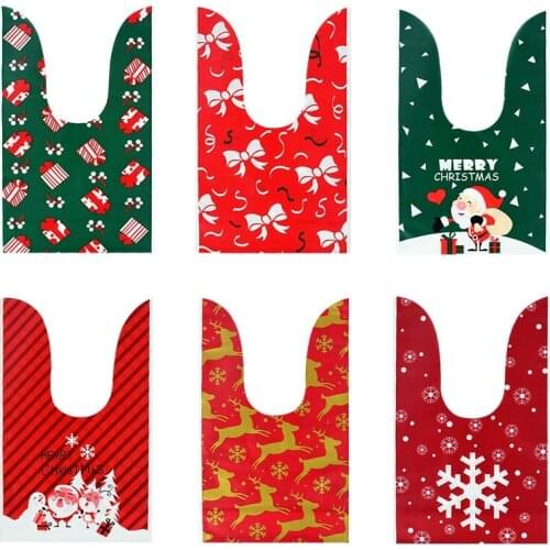 25/50pcs Merry Christmas Rabbit Ear Bags Cookie Candy Sweet Plastic Bags For Home Christmas Decoration Baking Packaging Supplies