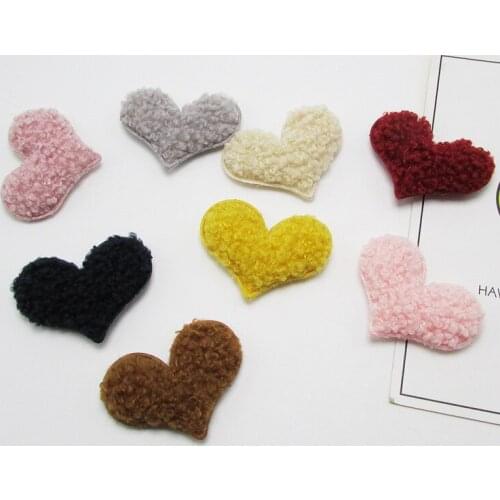 30pcs/lot 5x4cm teddy Heart Padded Appliques DIY handmade Children Hair Accessories and Clothes Sewing free shipping