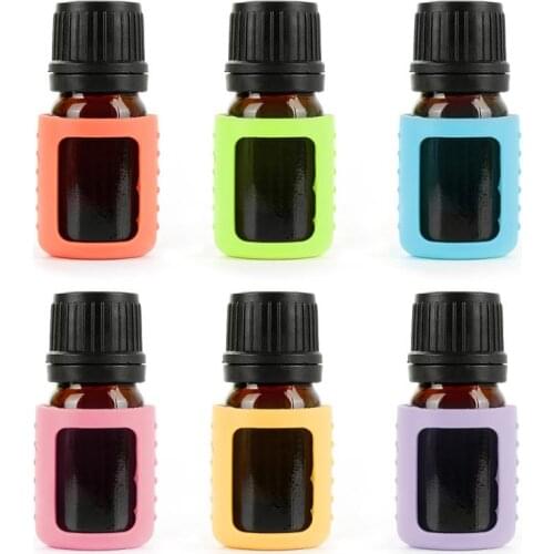 5PCS 5ML/10ML/15ML Essential Oil Bottle Silicone Case Bead Bottle Spray Bottle Lid Bottle Protective Silicone Lanyard Home Jars