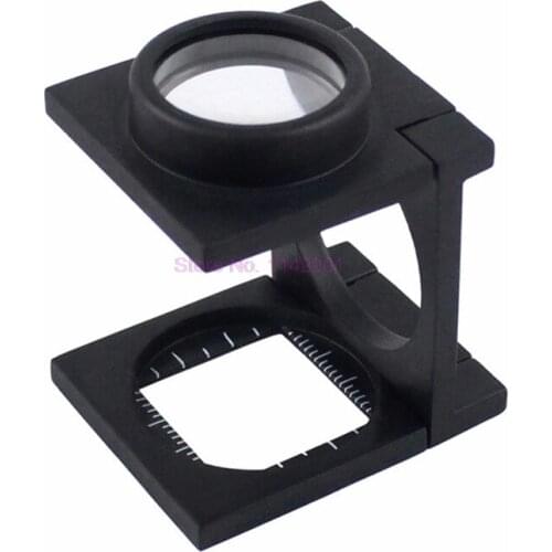 50pcs 15 X Metal Ruler Folding Scale Magnifier Cloth Magnifier K9 Optical Glass Lenses Black Spray Paint Magnifying Glass Loupe