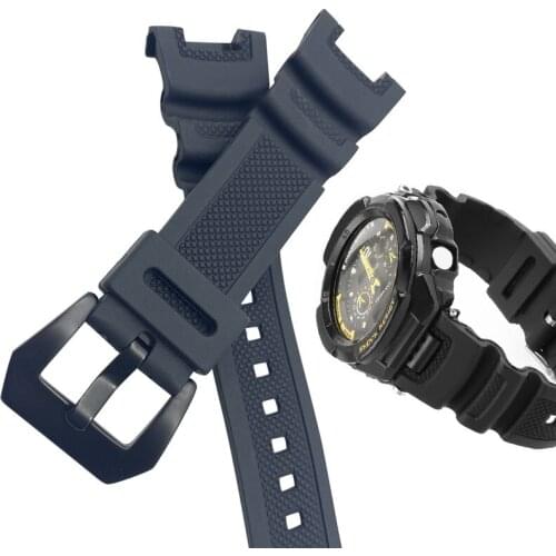 Watch accessories for Casio SGW-100-1V black silicone rubber mens outdoor sports waterproof watch band