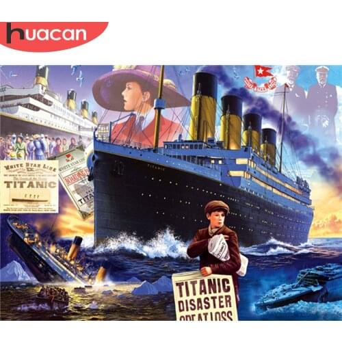 HUACAN Diamond Embroidery Scenery Full Square Diamond Mosaic Ship New Arrival Needlework Diamond Art Painting Home Decoration