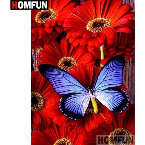 HOMFUN 5D DIY Diamond Painting Full Square/Round Drill "Flower butterfly" Embroidery Cross Stitch gift Home Decor Gift A09376