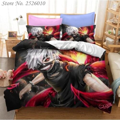 Anime Tokyo Ghoul 2/3pcs Bedding Set Suit Kid Quilt Cover Cartoon 3D Printed Bed Child Bedroom Bed Duvet Cover Bedclothes 03