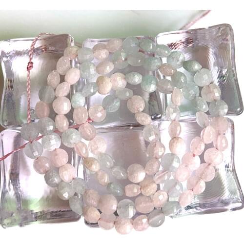 4mm Natural Morgan Stone Beads 15'' Faceted Coin Button DIY Loose Beads For Jewelry Making Beads Women Accessories Bracelet Gift