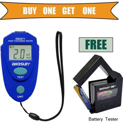Digital Thickness Gauge Coating Meter Car Thickness Meter Russian Manual EM2271+BT1A Battery Tester