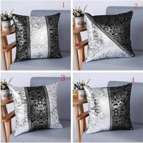Decorative Cushion Cover Luxury Vintage Black and Silver Floral Pillow Case For Car Sofa Decor Pillowcase Home Pillow Covers