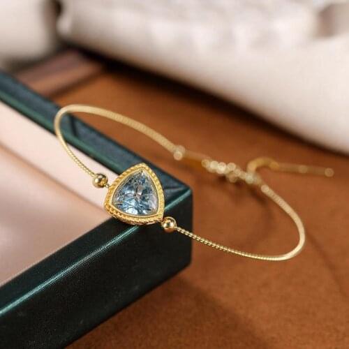 Designer original new geometric prehnite bracelet personality versatile light luxury fashion ladies silver jewelry