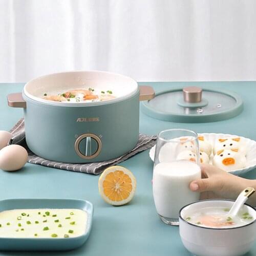 AJL-1502 Electric Cooking Pot 600W Heating Power 1.5L Capacity Non-Stick Ceramic Glaze Liner Hot Pot Food Cooker Stew Skillet