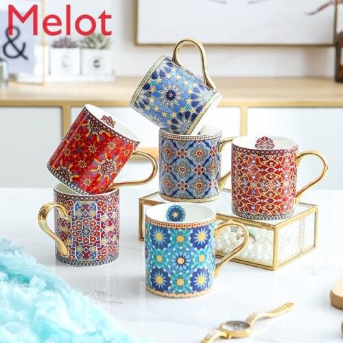European gold-painted mug Moroccan style porcelain mug ceramic home office tea cup coffee water cup with gift box