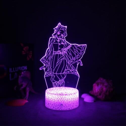 Kochou Shinobu Manga Demon Slayer 3D Night Light Desk Table Lamps For Home Decoration Light Gift For Friend Kimetsu No Yaiba