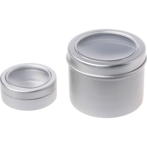25/60ml Round Clear Window Tins Storage Spices Case Aluminum Container Box Can L4MB