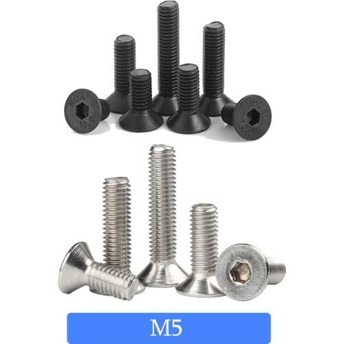 M5 bolt Hex Hexagon Socket Countersunk Screws 304 Stainless steel Flat Head Allen Bolts 3-50mm Flat Countersunk Head Screw
