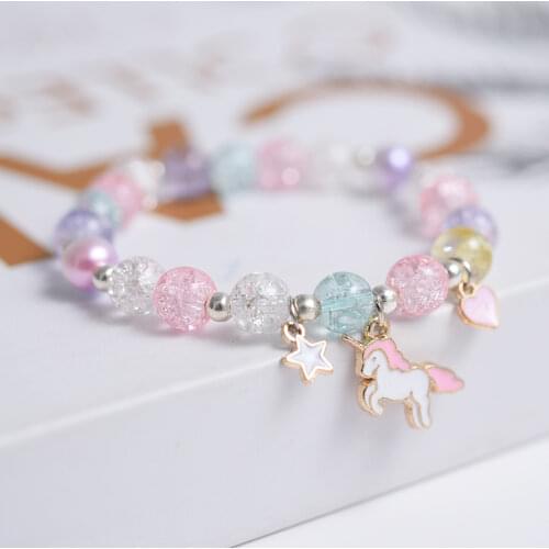 2021 Lovely Pendant Bead Bracelet Baby Girls Sweet Bracelets Children Princess Jewelry Candy Color Letter Cute Beaded Bracelet