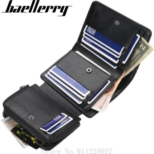 Fashion Business Men Wallets Coin Purse Tri-fold Snap Wallet Multiple Card Slots High Quality PU Leather Hasp Male Money Bag